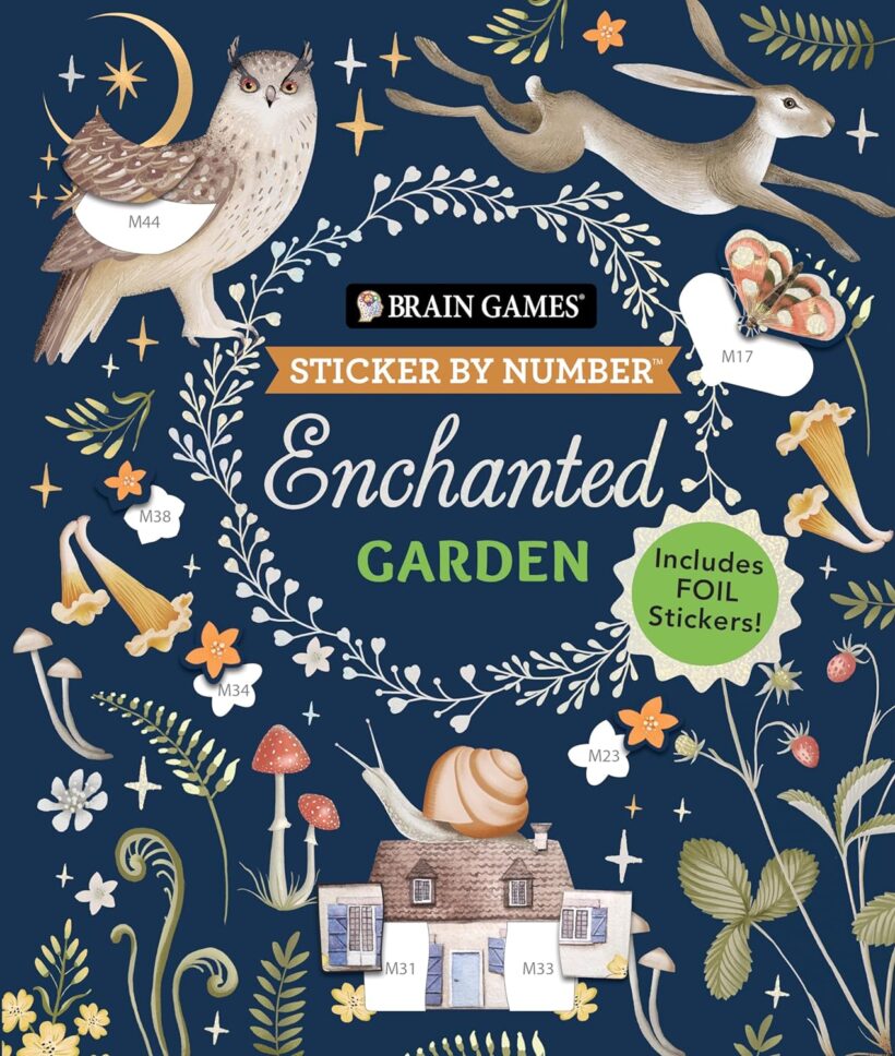 Brain Games - Sticker by Number: Enchanted Garden: Includes Foil Stickers!