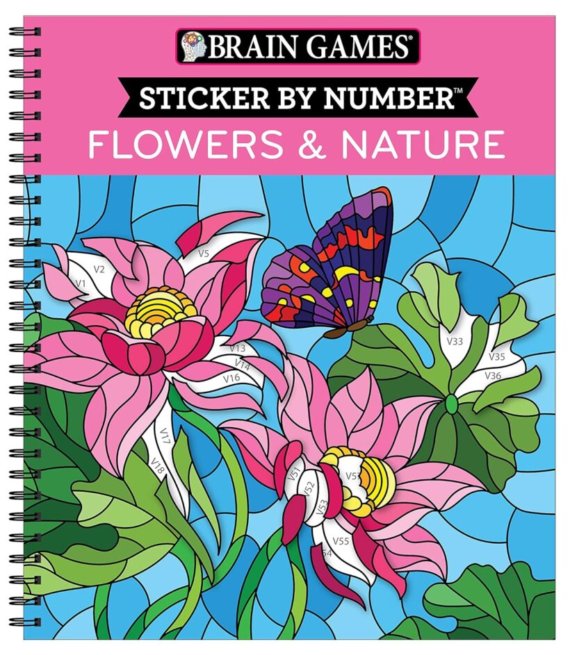 Brain Games - Sticker by Number: Flowers & Nature (28 Images to Sticker)